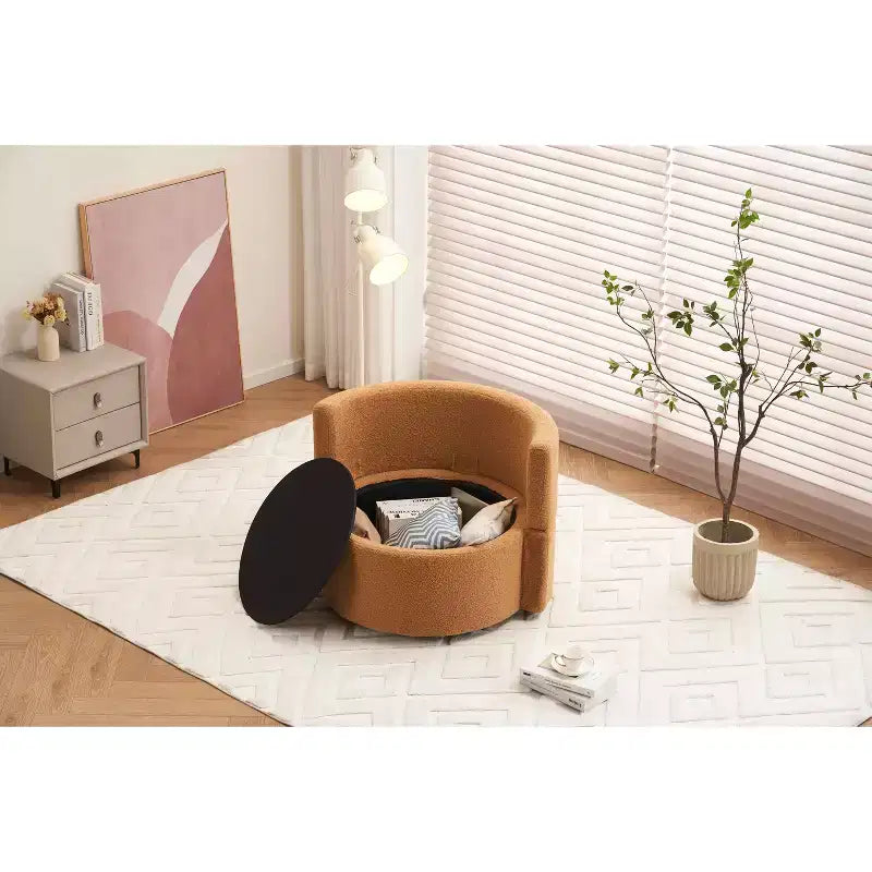 Teddy Fabric Swivel Storage Chair;
