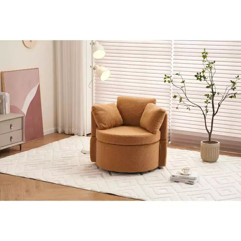 Fauteuil pivotant de rangement Teddy en tissu bouclette;