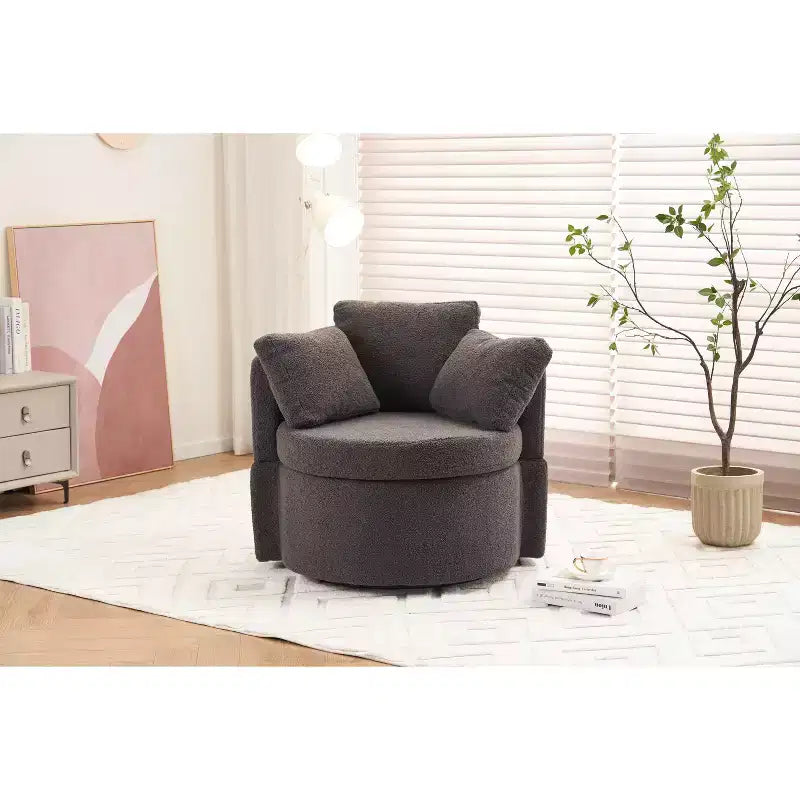 Teddy Fabric Swivel Storage Chair;