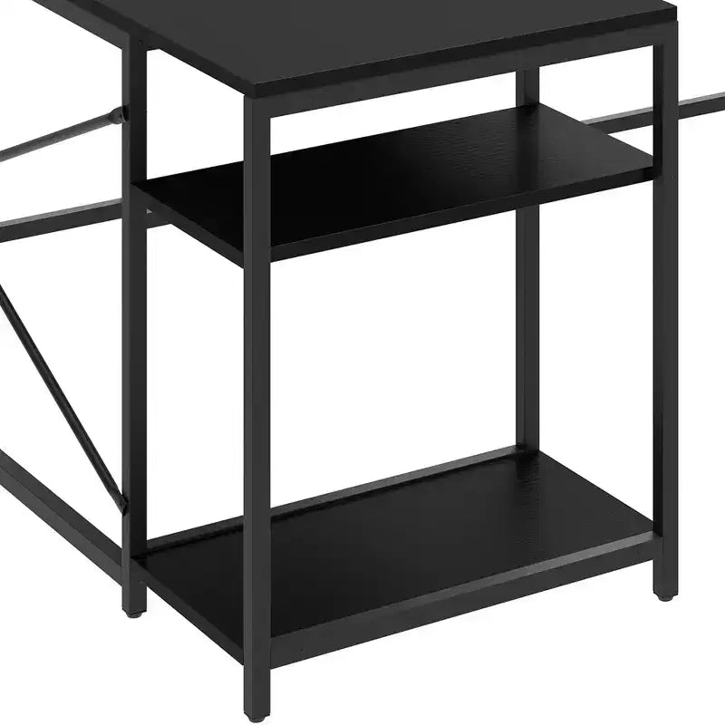 Bureau en U avec support d'écran et étagère de rangement