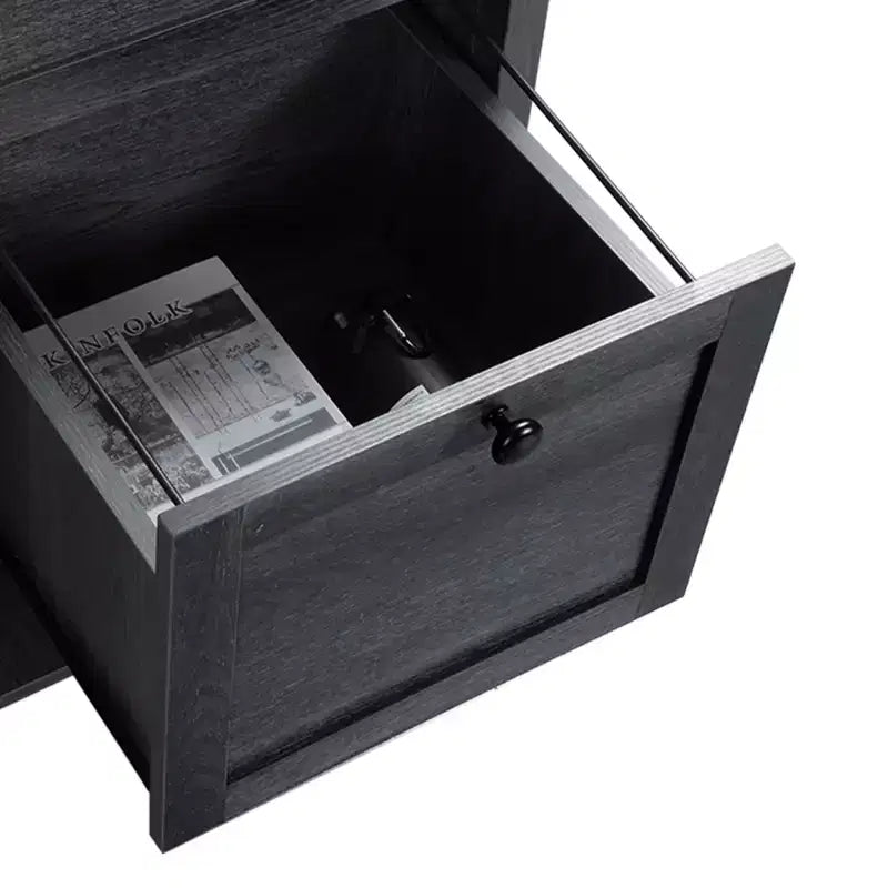 Bureau d'angle avec station de charge et tiroirs de classement