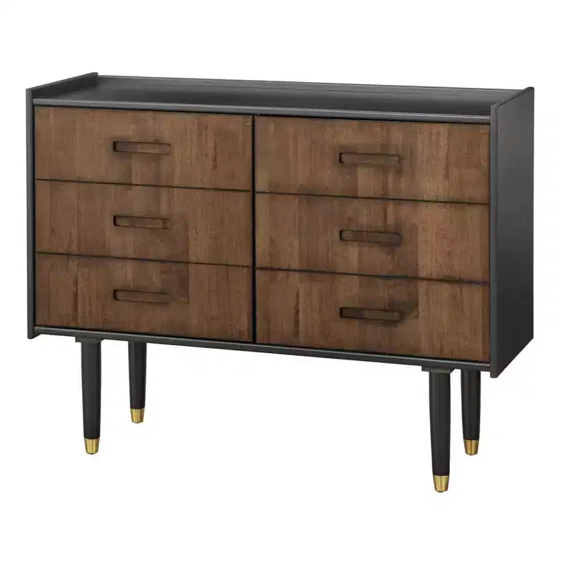 Bahut décoratif moderne de style médiéval, bois noir/noyer