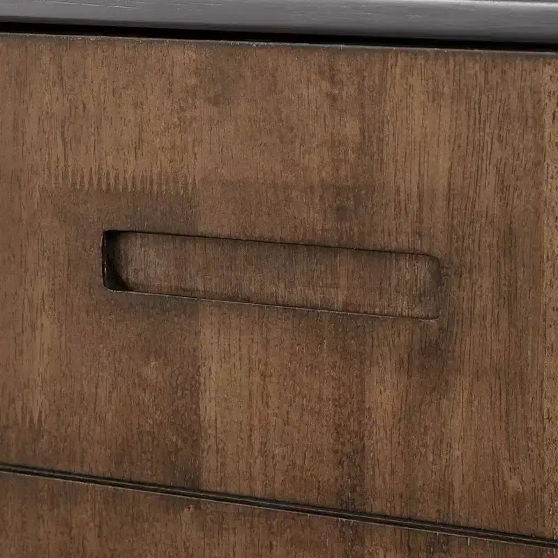 Bahut décoratif moderne de style médiéval, bois noir/noyer