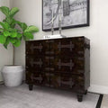 Commode traditionnelle à six tiroirs en similicuir noir à cinq tiroirs