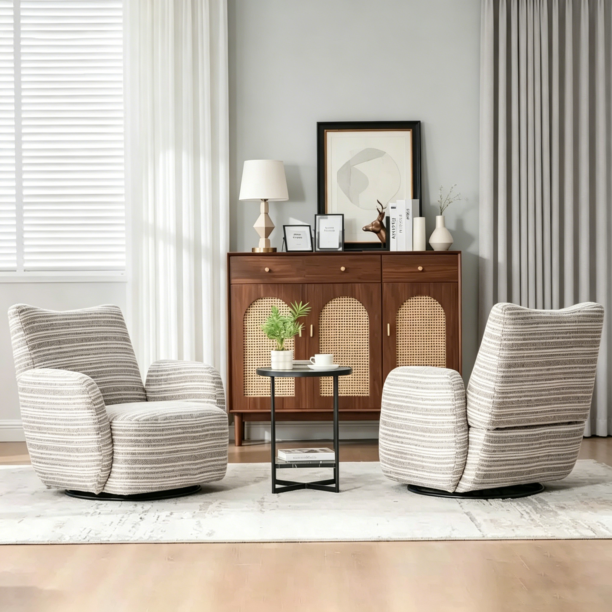 Rotating bucket chair with fluffy velvet fabric