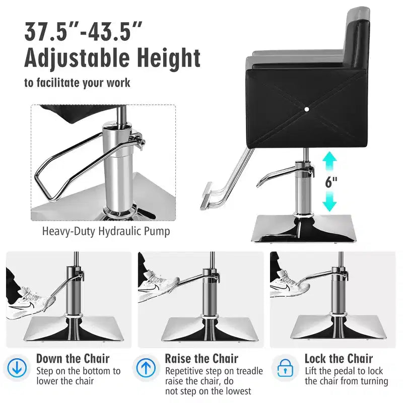 Fauteuil de barbier hydraulique pivotant et réglable pour coiffeurs