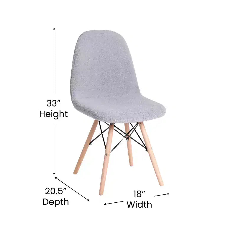 Fauteuil lounge en fausse peau de mouton avec pieds en hêtre