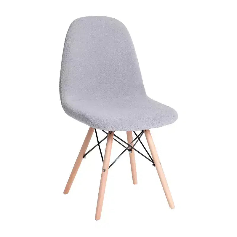 Fauteuil lounge en fausse peau de mouton avec pieds en hêtre